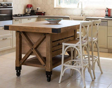 Reclaimed Elm Solid Wood Kitchen Island / Breakfast Dining Bar - 150cm x 76cm