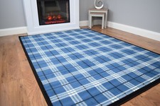 Tartan Design Black Blue Rug