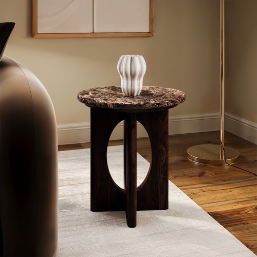 Round brown marble and - brown, walnut