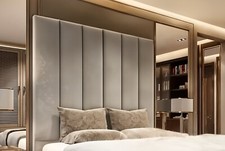 Panel Design Plush Velvet Bed Headboard  3ft 4ft 4ft6 5ft 6ft  30" 36" 44" Tall