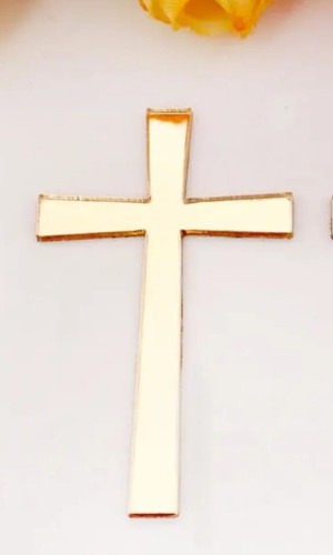 Gold angled acrylic cross - gold,