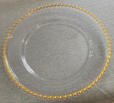 6 x Acrylic Clear Charger Plates with Gold Beaded Rim -13" (33cm) Diameter