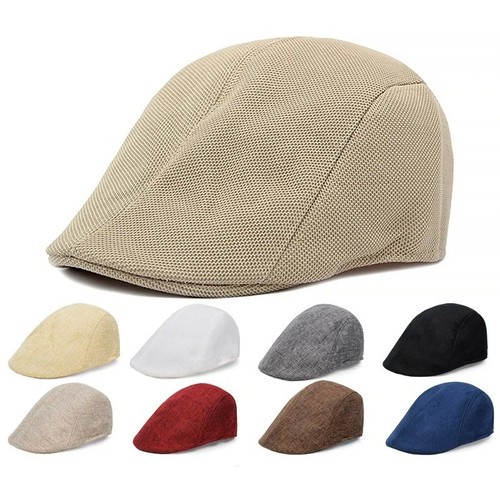 Cotton linen beret newsboy - linen,