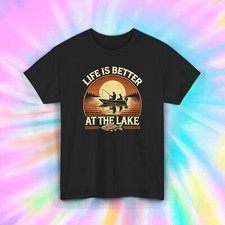 Life Is Better at the Lake Shirt S-5XL Fishing Lovers Boat Gift Tee