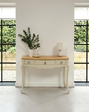 Juliette Dressing Table 3 Drawers with Crystal Handles. French Cream Table