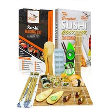 Sushi Making Kit Bamboo Rice Mold Mat Rolling Gift Maker Set Beginners Book 🍣