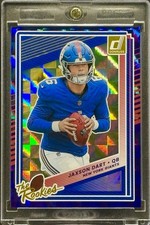 Jaxson Dart  RARE ROOKIE RC BLUE CHECKER REFRACTOR INVESTMENT CARD  GIANTS MINT