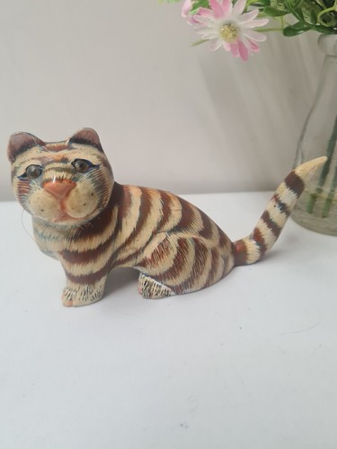 Vintage wooden tiger cat - cat,