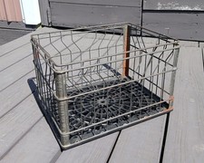 Vintage Wire Milk Bottle Shipping Crate Superior Inc Black Plastic Bottom