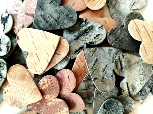 Wood hearts 100 birch - hearts, 10-100