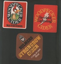 3 x  BULMER'S WOODPECKER Cider Beermats