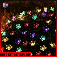 50LED Solar Power Flower Fairy Garden Lights String Outdoor Party Wedding Xmas-