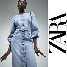 ZARA Crop Denim Blouse Top