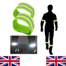 2 x Reflective Hi-Vis Armbands Ankle Straps Adjustable Cycling Stretch Running