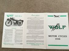 WOLF  Motorcycles Range  98cc- 250cc + prices - scarce  Sales Brochure 1936
