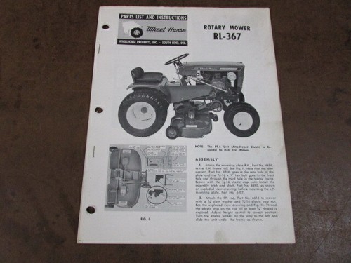 Wheel horse 367 lawn - wheel, manual