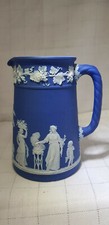 Antique WEDGWOOD blue jasperware jug, 19th C
