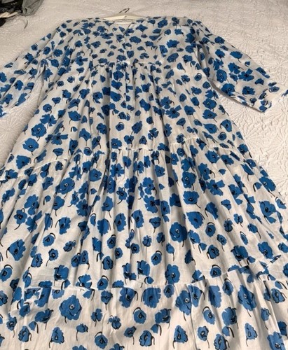 Zara large blue white - white, floral
