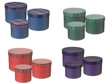 Tartan Hat Box Festive Forrest Set of 3 Boxes in Various Colours Floristry Gifts
