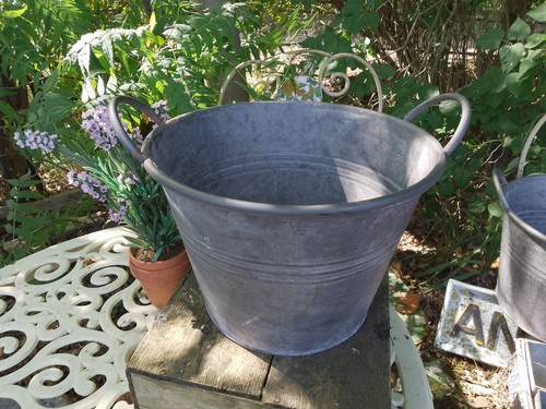 Galvanized metal zinc bucket - metal,