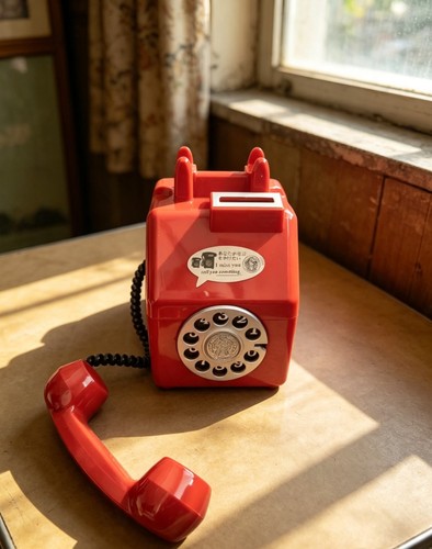 Vintage style red telephone - style,