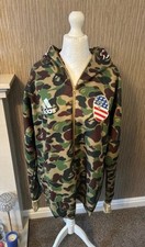 Unisex AdidasBathing Ape Limited Edition BAPE Camo Zip Up Hoodie Size XL Bnwt