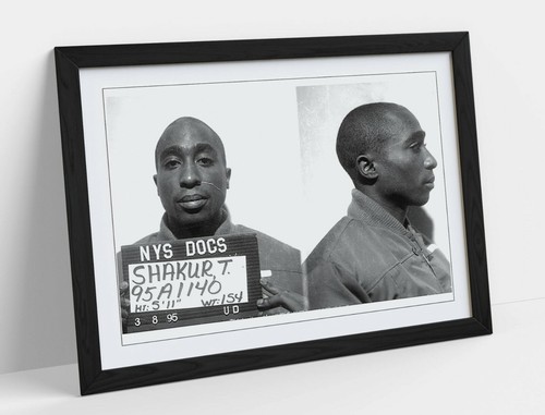 Tupac mugshot art framed - tupac,