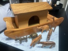 Vintage Wooden Noah’s Ark , With Animals
