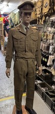 British Army Officers Poplin Shirt 1947 Battle Dress Trousers, 1949 Blouse & Cap