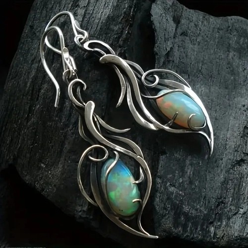 Bohemian opal dangle earrings - opal,
