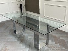 Calligaris Glass Dining Table on Chrome frame, 225cm x 90cm, seats 6-8