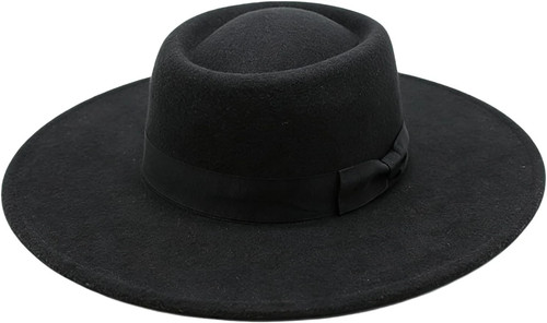 Black classic wide brim fedora - wide,