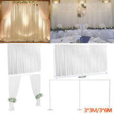 6M/ 3M/ 2M Adjustable Wedding Backdrop Stand Background Curtain Pipe Stage White
