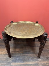 Antique Chinese Qing Dynasty Rosewood Folding Table & Brass Tray FREE DELIVERY
