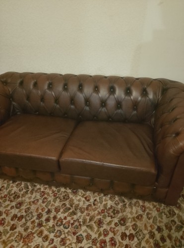Vintage leather sofa bed - sofa, with