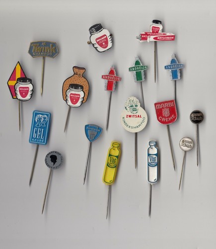 Vintage cosmetic pin badges - cosmetic,