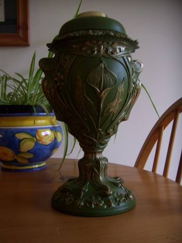 Superb art nouveau spelter oil - superb,