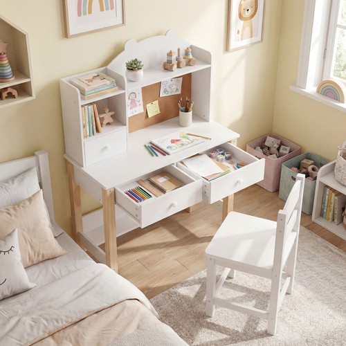 Kids desk and chair set - desk, wooden