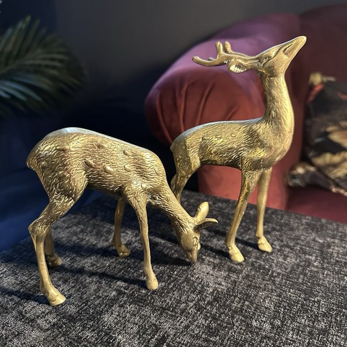 1960s brass deer figurines - 1960s,