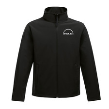 MAN TRUCK AND BUS SOFTSHELL JACKET BLACK EMBROIDERED LOGO