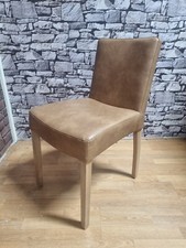New 8 x Contemporary Vintage Tan Leather & Oak Dining Chairs *Oak Furniture Land