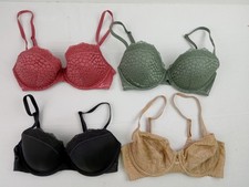 M&S Women's 4pcs Bundle Bra Size 32D Underwired Beige Pink Grey Khaki New F2