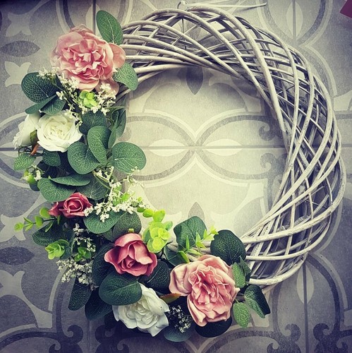 Handmade wicker wreath - wreath, grey