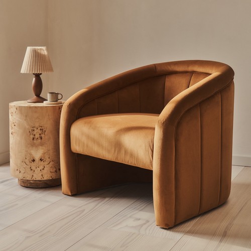 Camille curved velvet accent - curved,