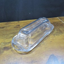 Vintage Style Clear Glass Rectangular Small Butter Dish