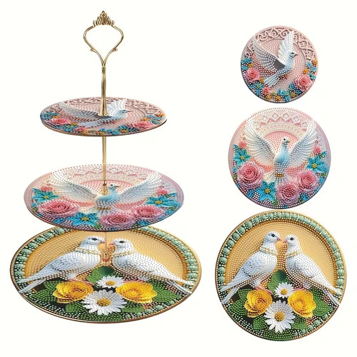 Diamond art wooden dove - art,