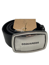 DSquared2 Black Leather Belt with Large Buckle