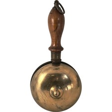 Vintage Brass Fire Alarm Bell with Wooden Handle