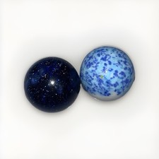 2 Giant Marbles Dark Blue And Blue Speckled