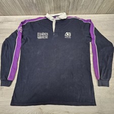 Scotland Rugby Shirt Size XL Cotton Oxford 1999-2000 Blue Purple Famous Grouse